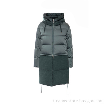Long Duck Down Coat Custom Hooded Zipper Jacket